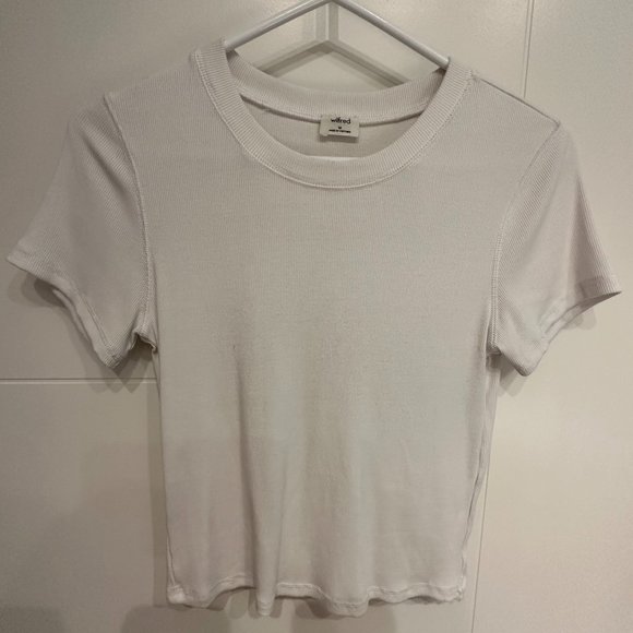 Aritzia Wilfred White Ribbed Tee - Picture 1 of 4